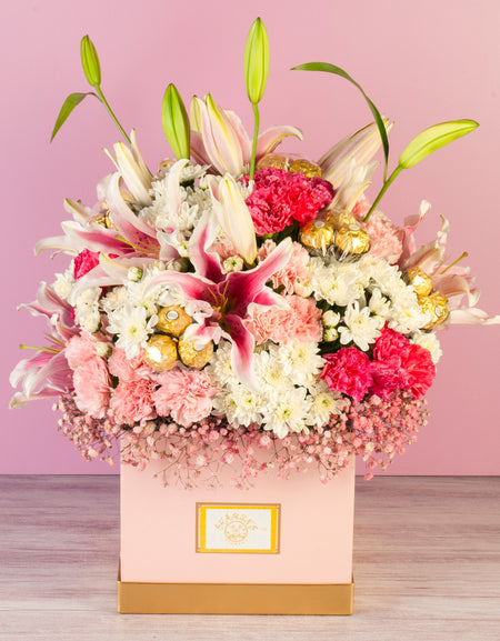 Delivery Of Flowers & Ferrero Rochers In A Box