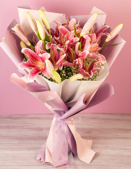 Oriental Lilies Hand Tied Bouquet