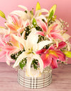 bouquet delivery online - beautiful pink and white lilies