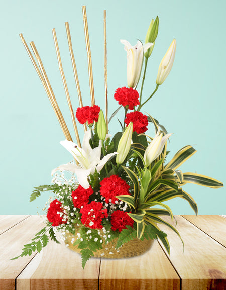 Lilies And Carnation Flower Arrangement