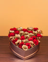 Red & Gold Roses in a Heart Box