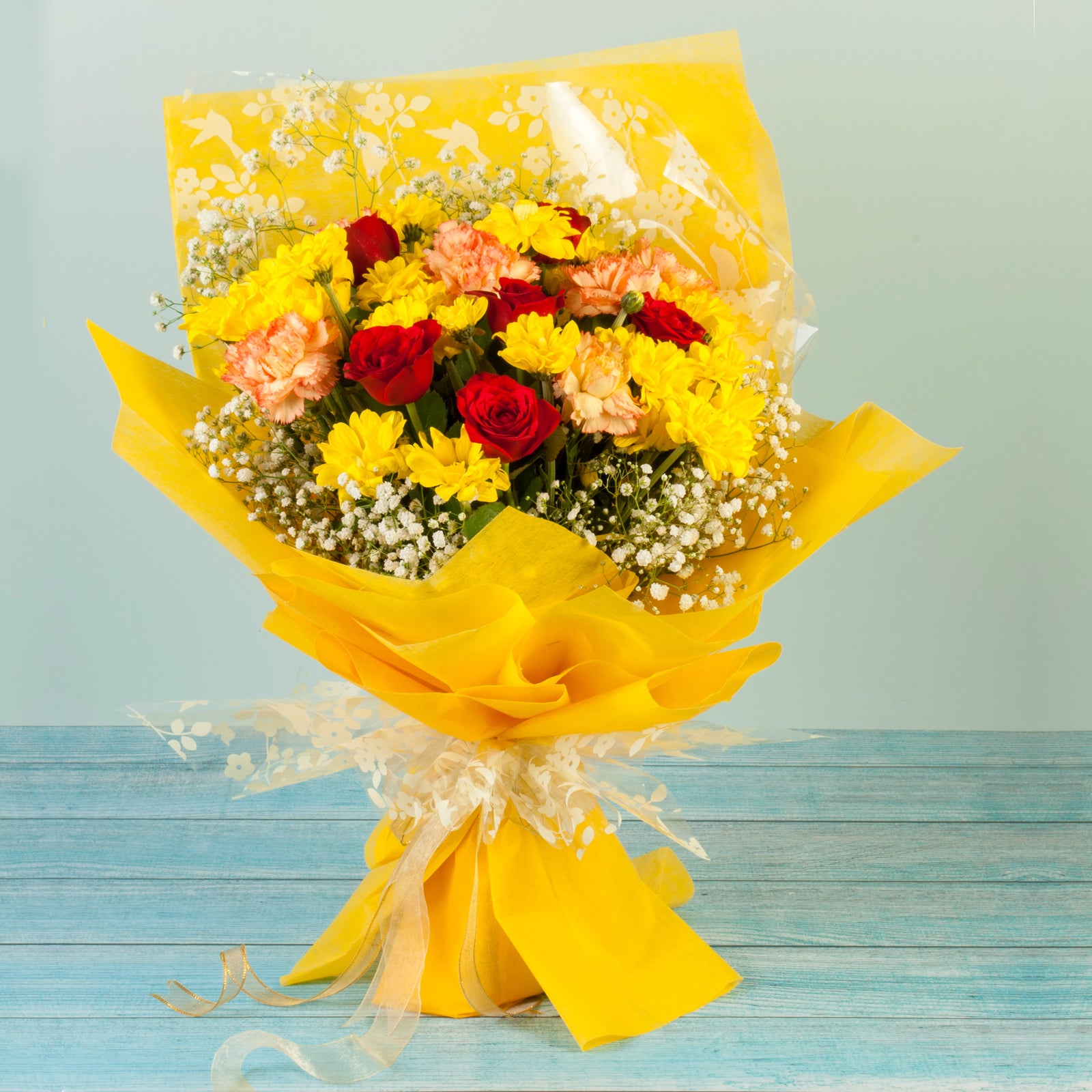 Roses Carnations and Chrysanthemums Bouquet Online