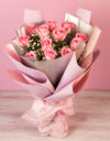 flower bouquet online - 12 pink roses