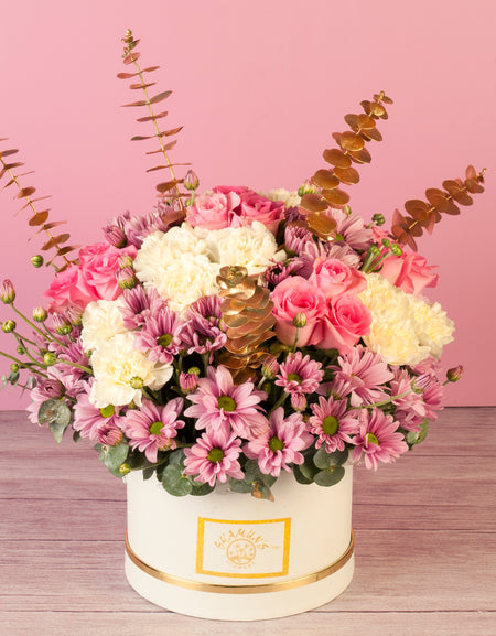 Pink And White Boxed Flowers Online