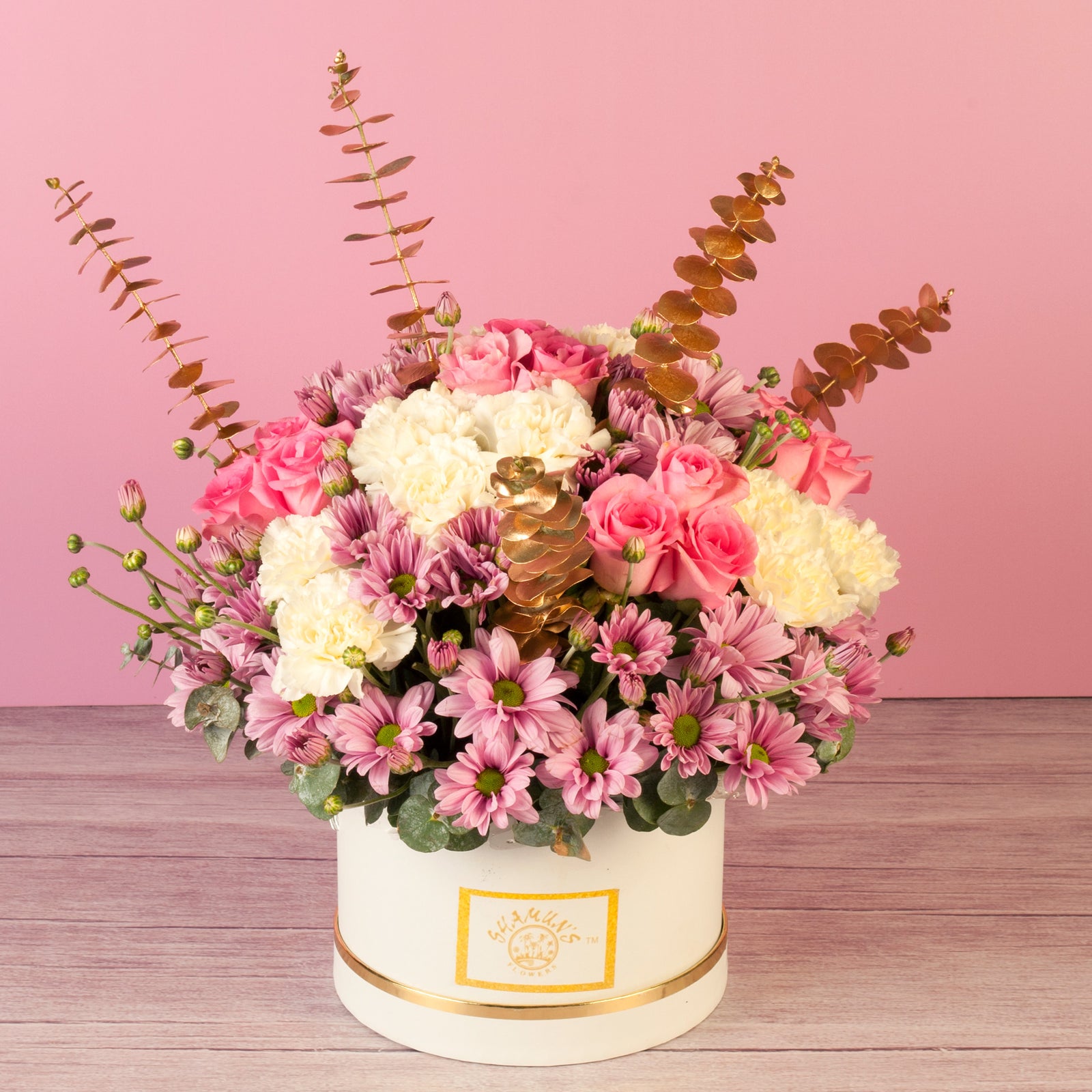 Pink And White Boxed Flowers Online