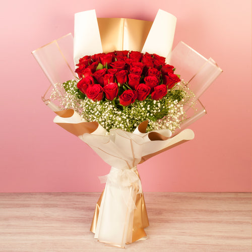 flower delivery to pune - 40 red roses hand tied
