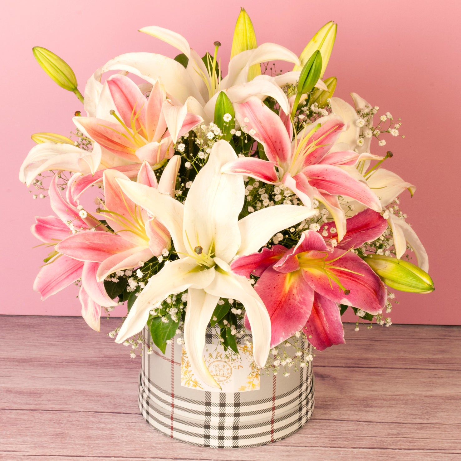 bouquet delivery online - beautiful pink and white lilies