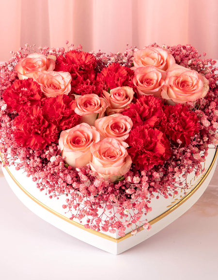 flower bouquet online delivery - heart shaped pink flower arrangement