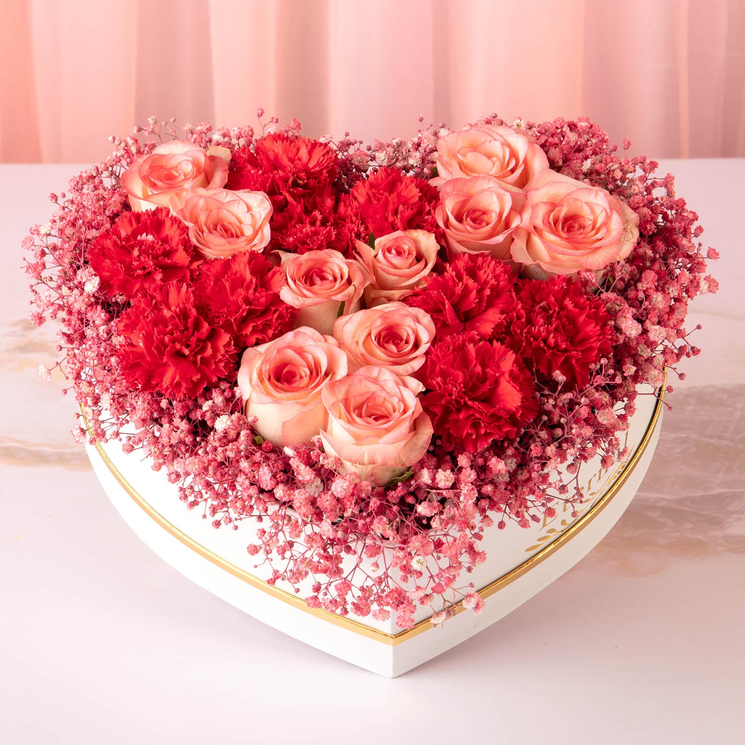 flower bouquet online delivery - heart shaped pink flower arrangement