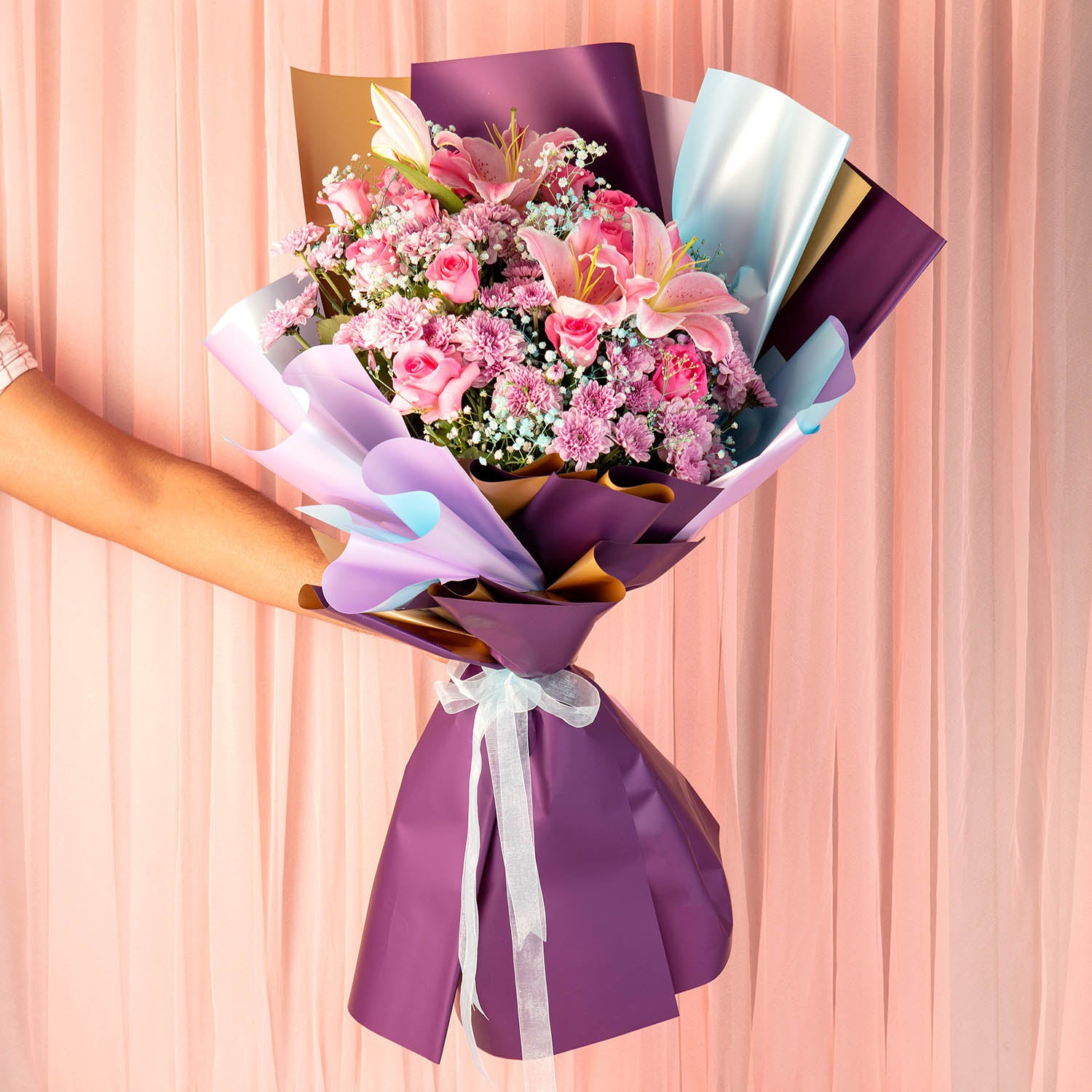 flower delivery pune - purple theme bouquet