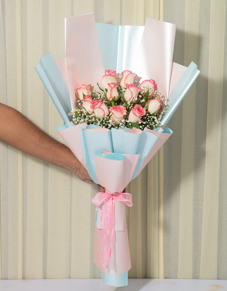 flower delivery to pune - dozen pink roses