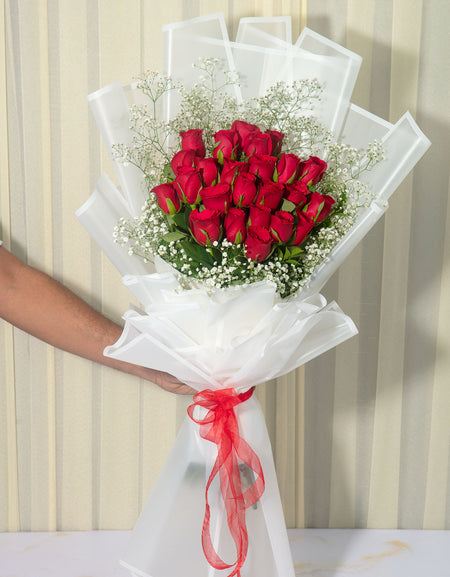 flower bouquet online delivery - 24 red roses