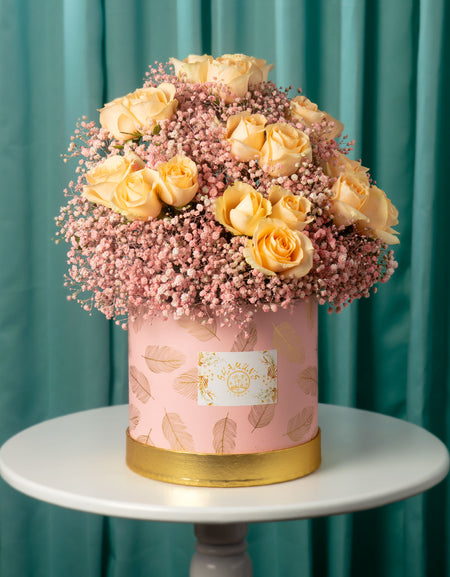 flower delivery to pune - yellow roses and peach fillers