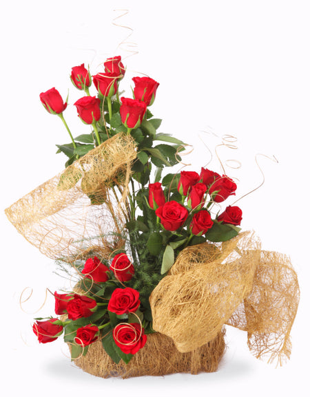 24 Red Rose Arrangement In a Basket