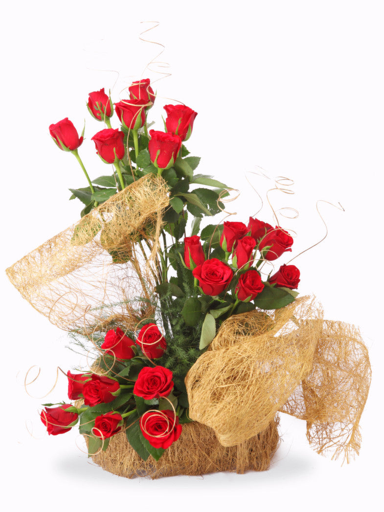 24 Red Rose Arrangement In a Basket