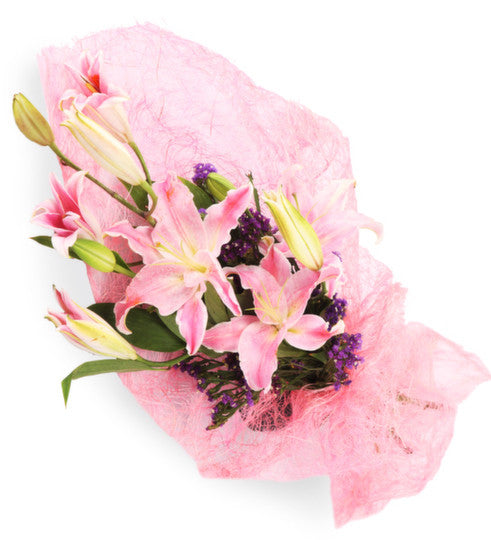 send pink lily flower bouquet online
