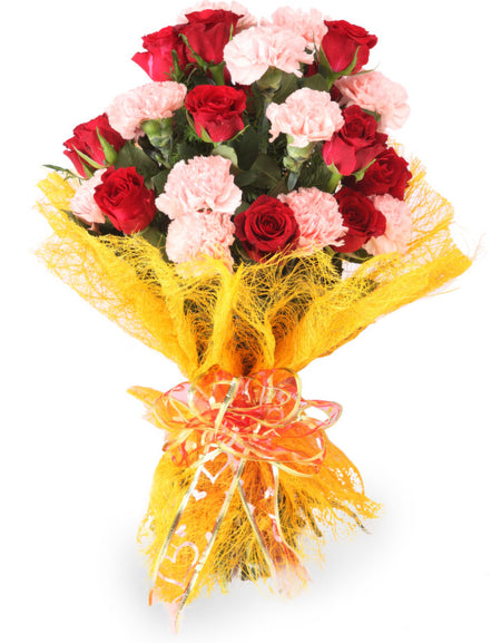 Red Roses and Pink Carnation Flower Bouquet same day delivery